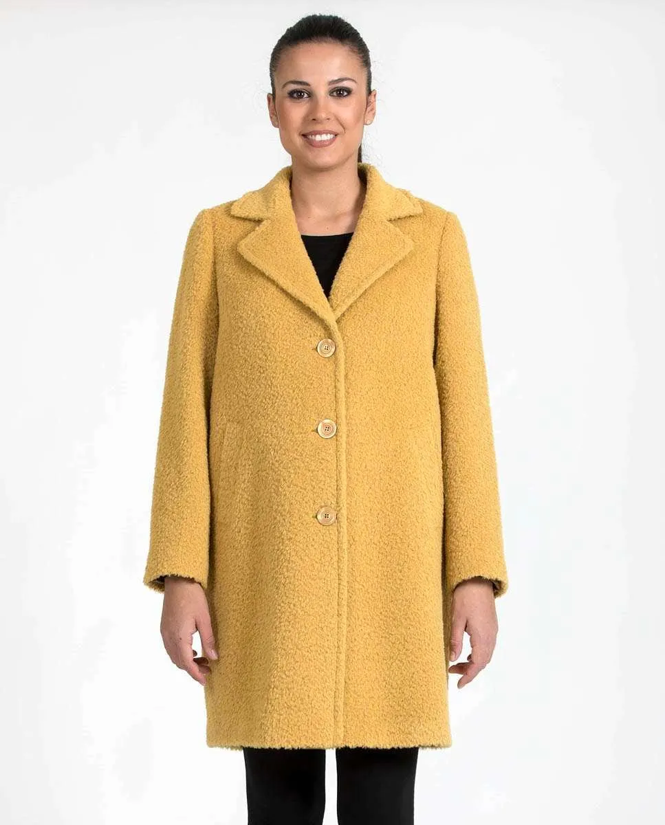 

Женское пальто с широким воротником из букле Fsh, желтый