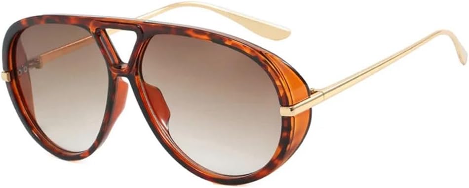 

Солнцезащитные очки UV400 с большой оправой в стиле панк с металлическими заклепками, подходят для женщин и мужчин, для бега и занятий спортом на открытом воздухе UYPTK, Leopard Tea