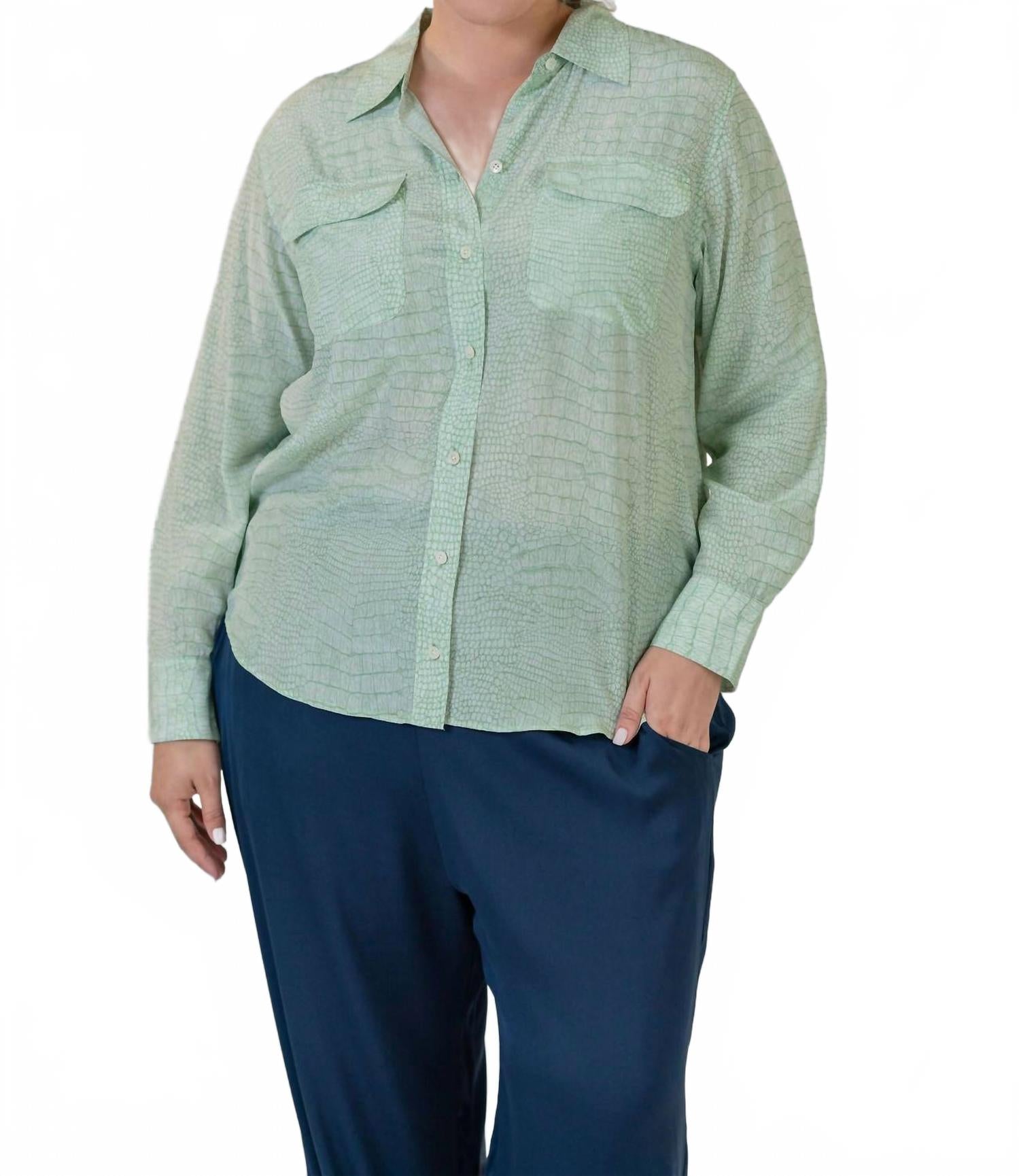 

Свободная шелковая рубашка на пуговицах Equipment, зеленый