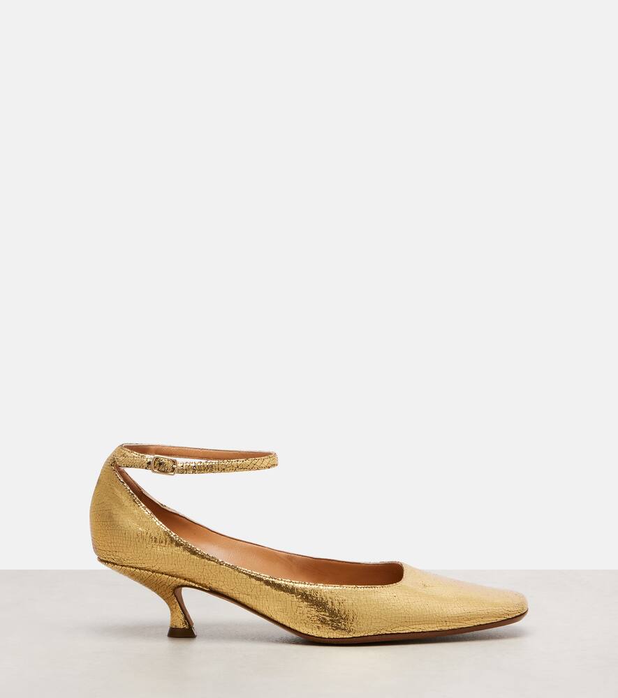 Туфли-лодочки Anna из металлизированной кожи Calvin Klein Collection, Gold — фото 4