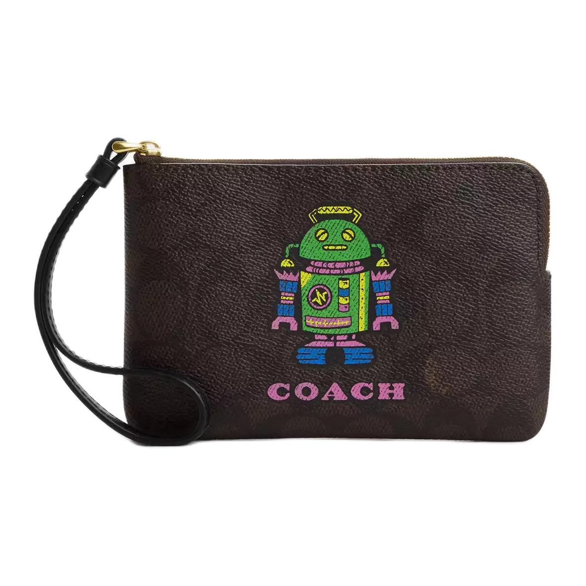 

COACH Женский клатч из лакированного полотна с ореховым деревом