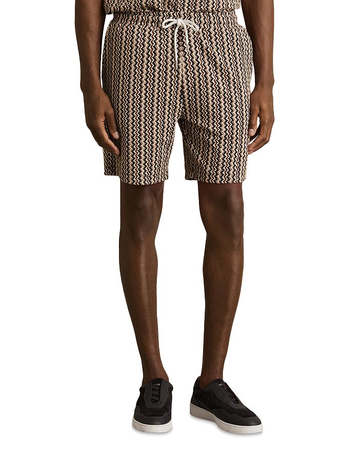 

Шорты с принтом и шнурком, длина 7.3" REISS, коричневый