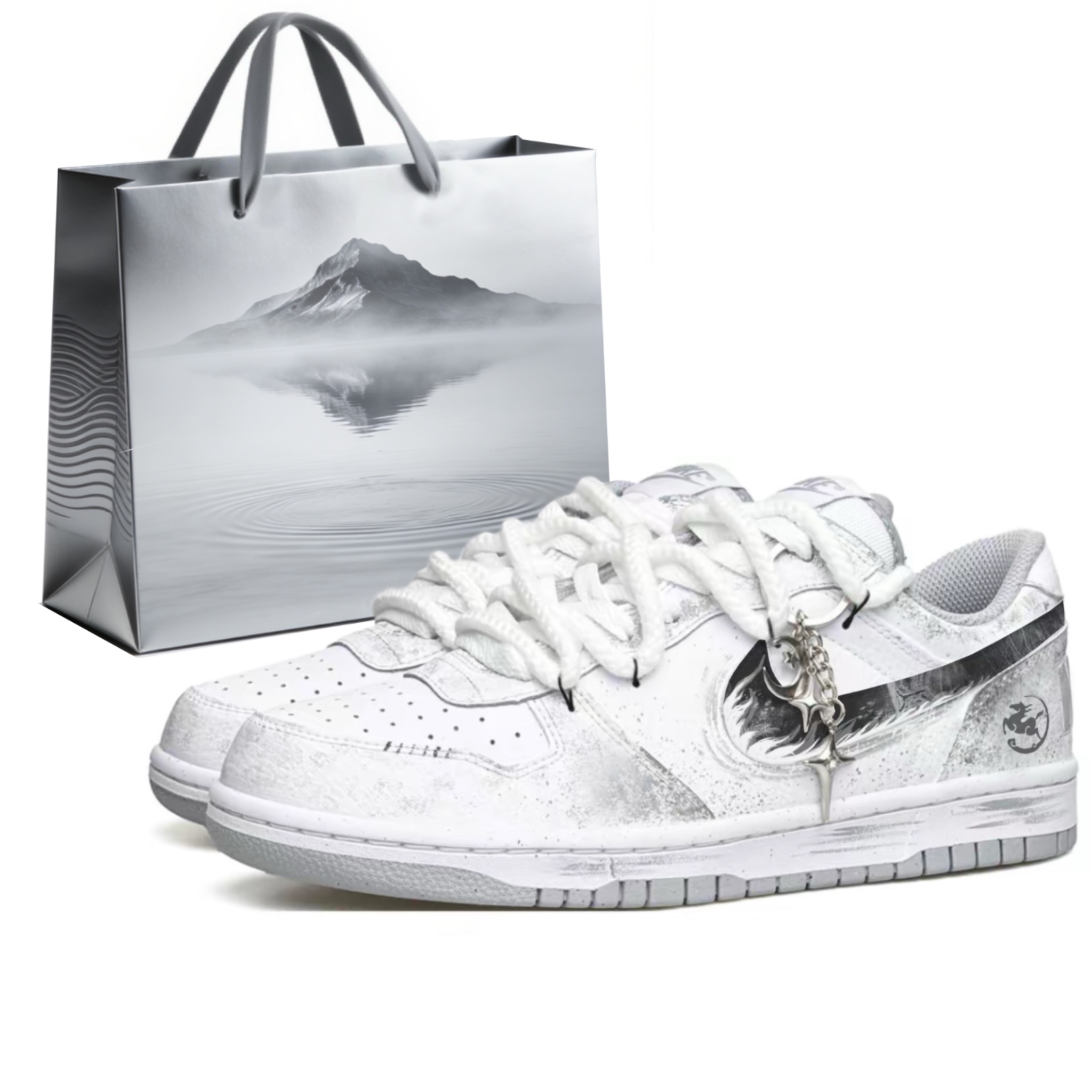 

Nike Dunk Copernicus высота увеличивающая устойчивая к истиранию противоскользящая низкая обувь для скейтбординга мужская бело-серая