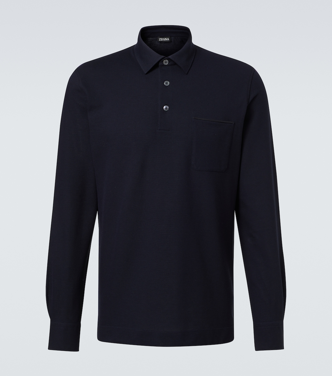 

Хлопковая поло с логотипом Zegna, темно-синий