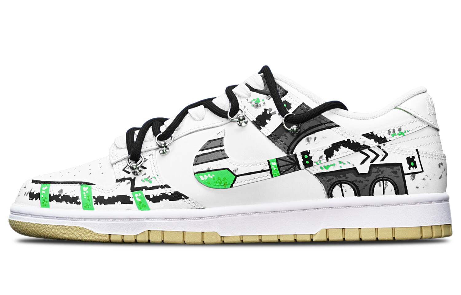 

Кроссовки Nike Dunk Skateboard Shoes Men Low-Top Black White Green