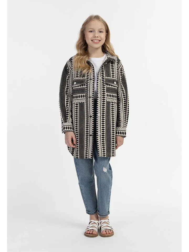 Рубашка-жакет с блестящими нитями, IZIA, черный/кремовый