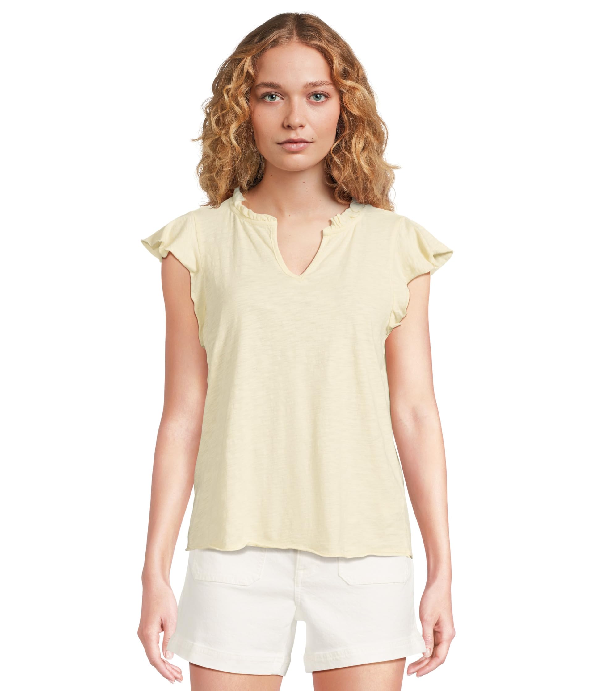

Топ Mod-o-doc Sleeveless Ruffle Top, Sweet Cream