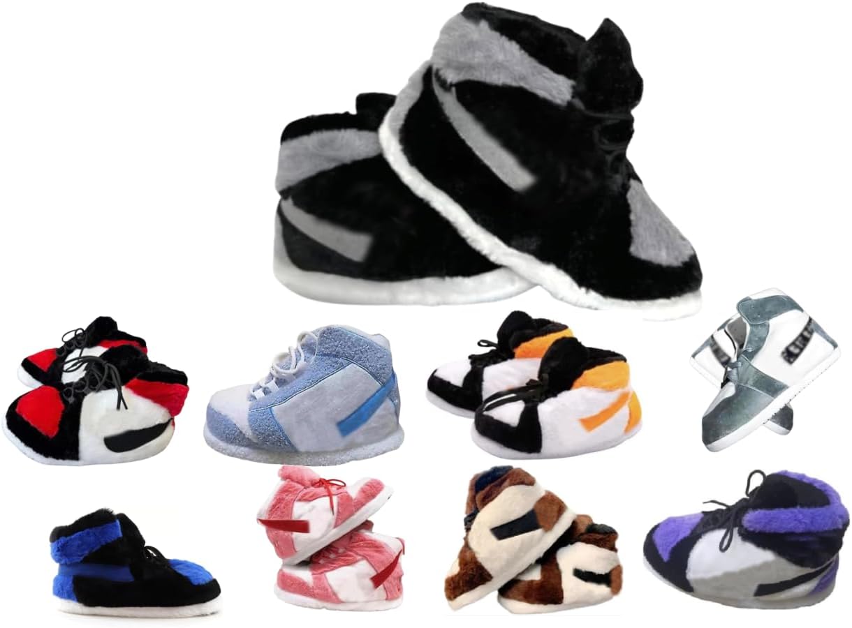 

Теплые пушистые кроссовки-тапочки, удобная домашняя обувь, зимние плюшевые мягкие тапочки для женщин и мужчин, универсальный размер, подходящий большинству, пушистые шлепанцы для дома и улицы, подарки Bigfoot, домашние тапочки Generic, черный/се...