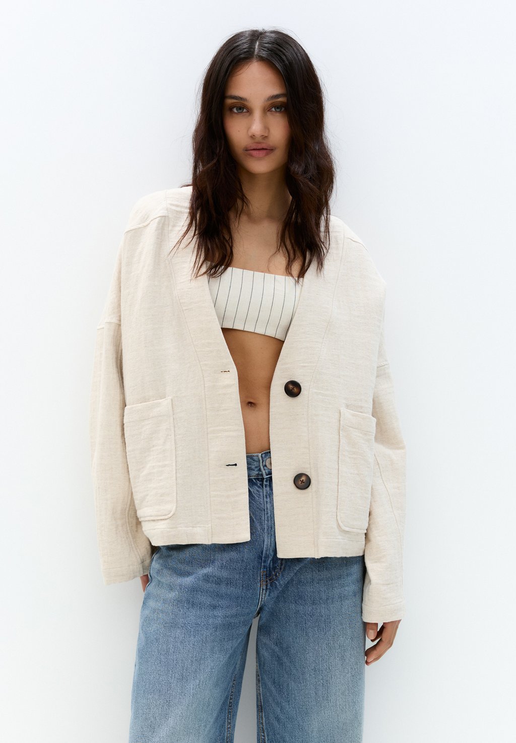 

Легкая куртка RUSTIC PULL&BEAR, бежевый