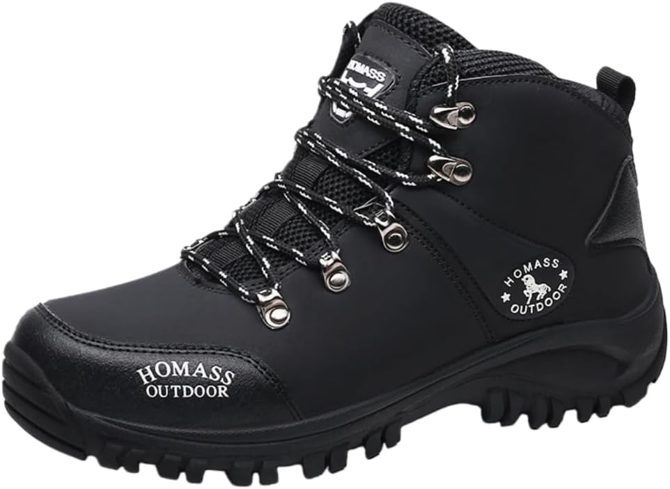 

Мужские легкие дышащие ботинки kiobrvhe однотонные удобные ботинки до щиколотки для треккинга и походов водонепроницаемые ботинки, черный