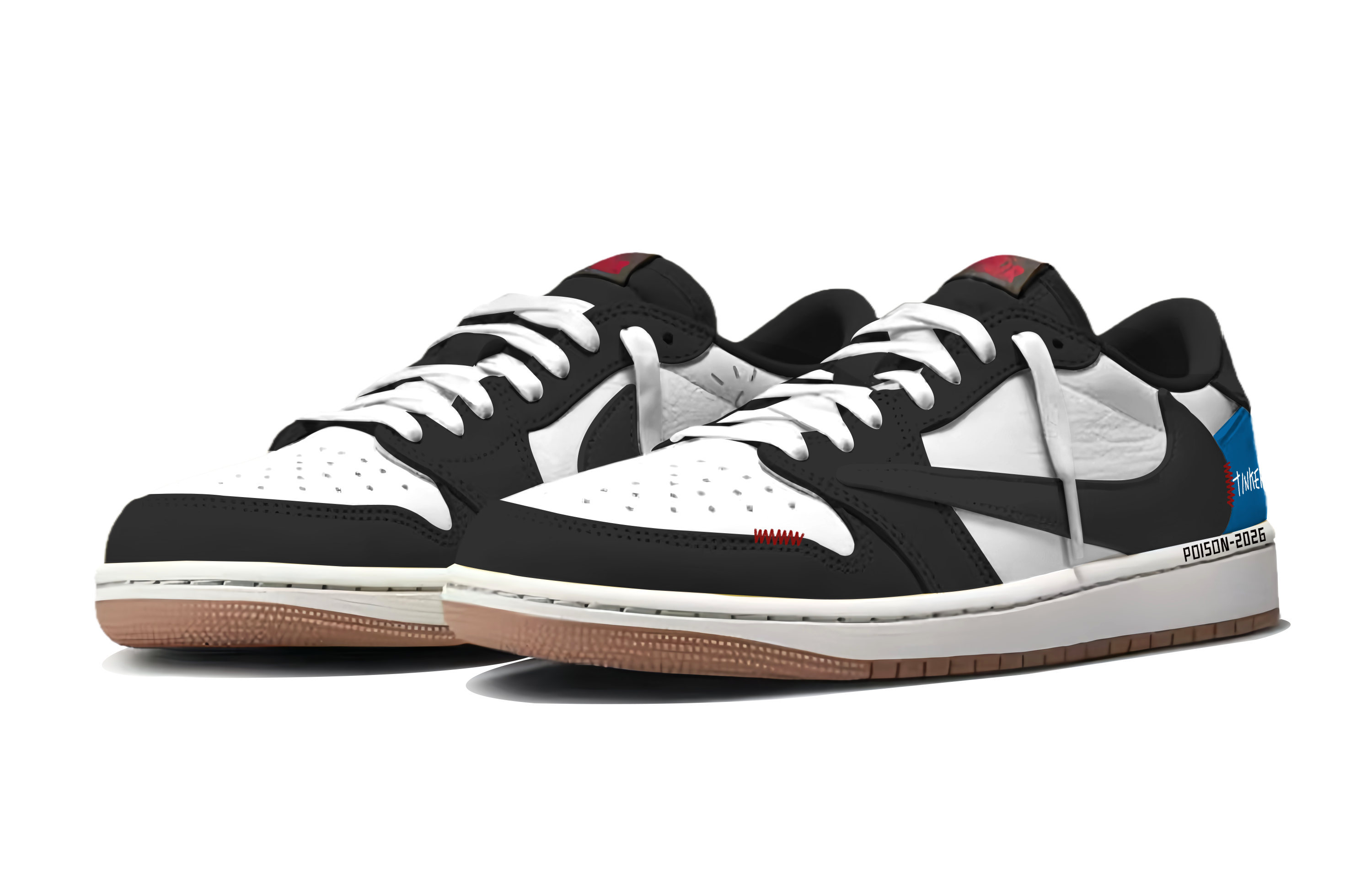 Кроссовки Travis Scott x Air 1 Lightning Travis Scott X AJ1 Low Jordan, черный белый синий — фото 4