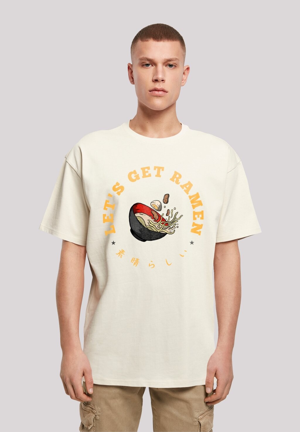 

Футболка с принтом LETS GET RAMEN F4NT4STIC, песочный
