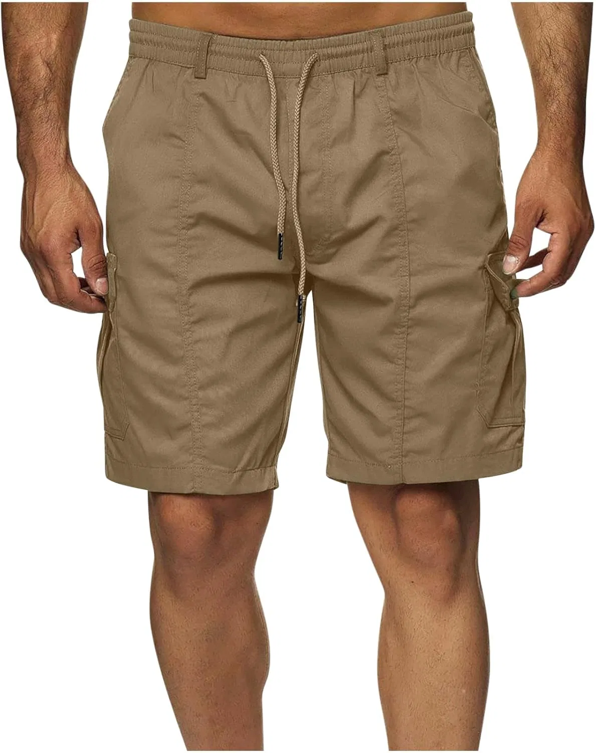 Шорты карго мужские, stretch, twill, с карманами, A03_khaki
