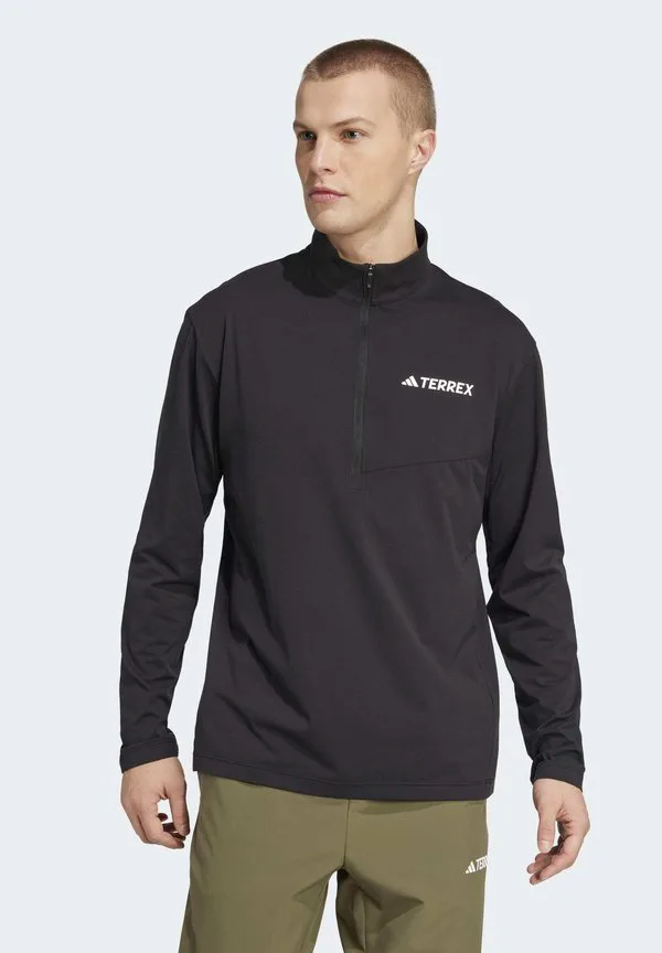 Футболка climacool с застежкой-молнией до половины, с длинными рукавами. Adidas Terrex, Black
