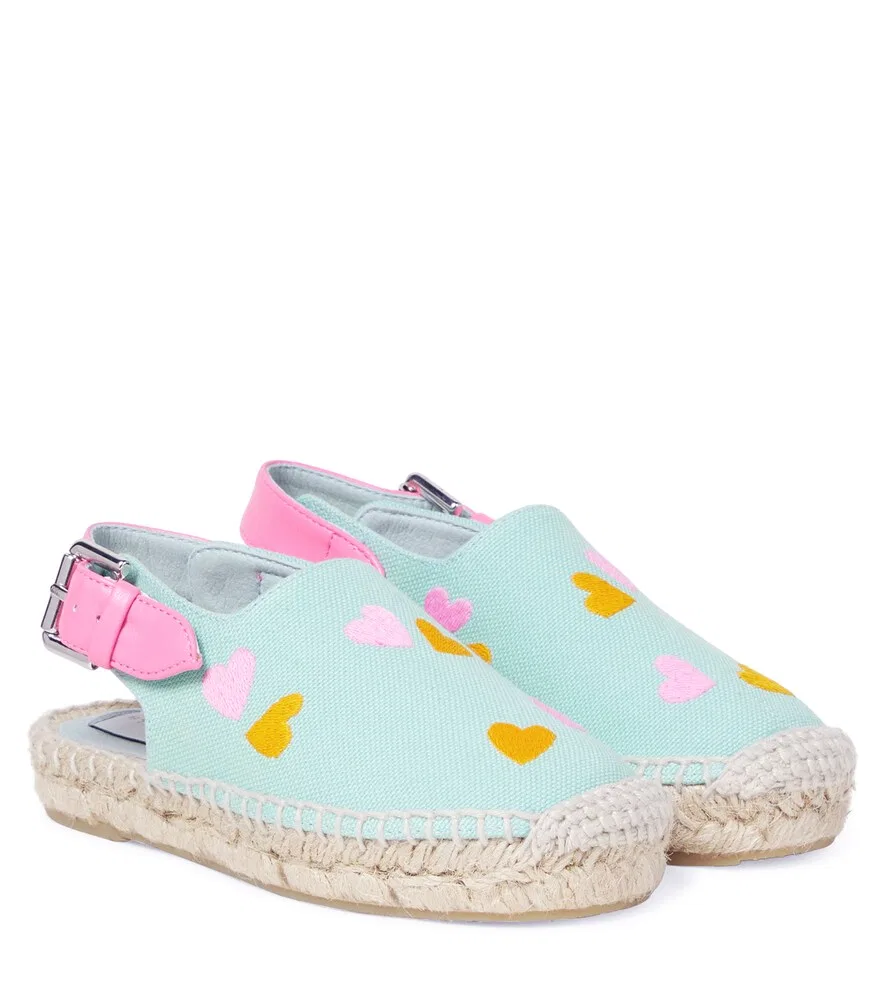 Эспадрильи из вышитой парусины Stella McCartney Kids, зеленый