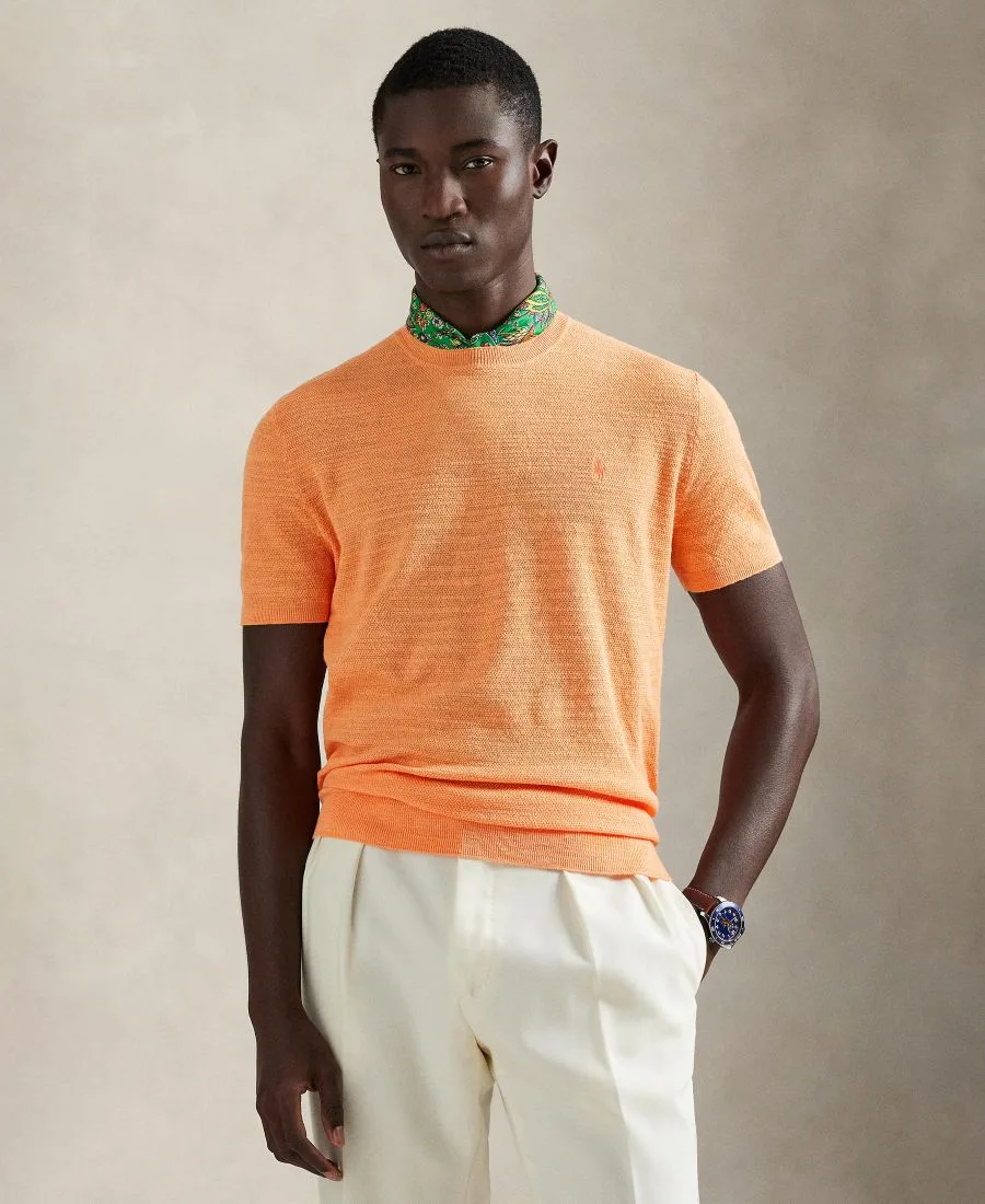 Мужская фактурная легкая футболка-свитер Polo Ralph Lauren, Poppy