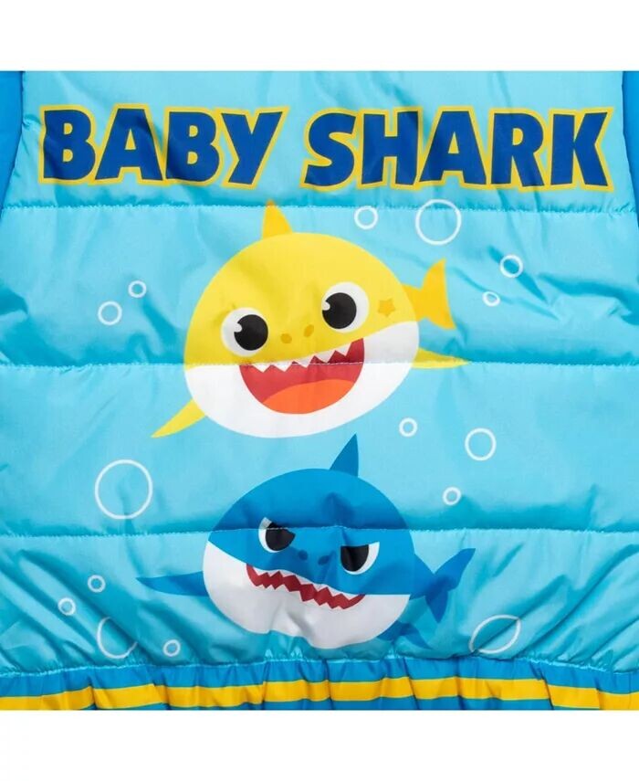 Зимнее пальто на молнии для маленьких мальчиков Baby Shark Daddy Shark, куртка-пуховик Pinkfong, синий — фото 2