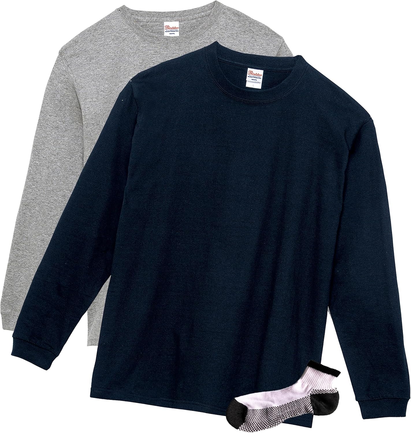 

Супертяжелая футболка HVL с длинными рукавами Printstar, светло-серый/темно-синий