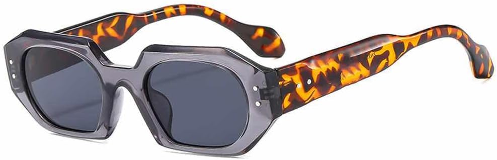 

Ретро-солнцезащитные очки неправильной многоугольной формы, контрастные цвета, универсальные, для активного отдыха, широкие дужки, защита от УФ-излучения KTUCN, Grey Demi