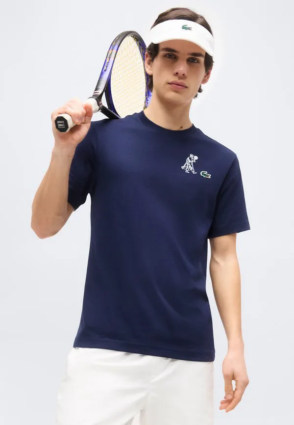Футболка с графическим принтом в стиле ретро Lacoste Sport, Navy Blue — фото 4