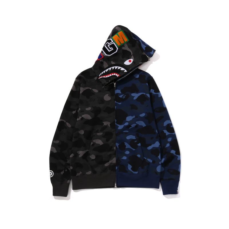 

Толстовка Bape Color Camo с изображением акулы на молнии A BATHING APE, Black Blue Multicolor BKC