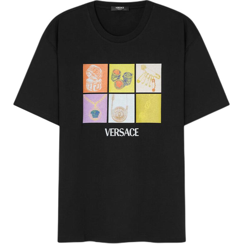 Графическая футболка с принтом Crewneck VERSACE, черный — фото 3