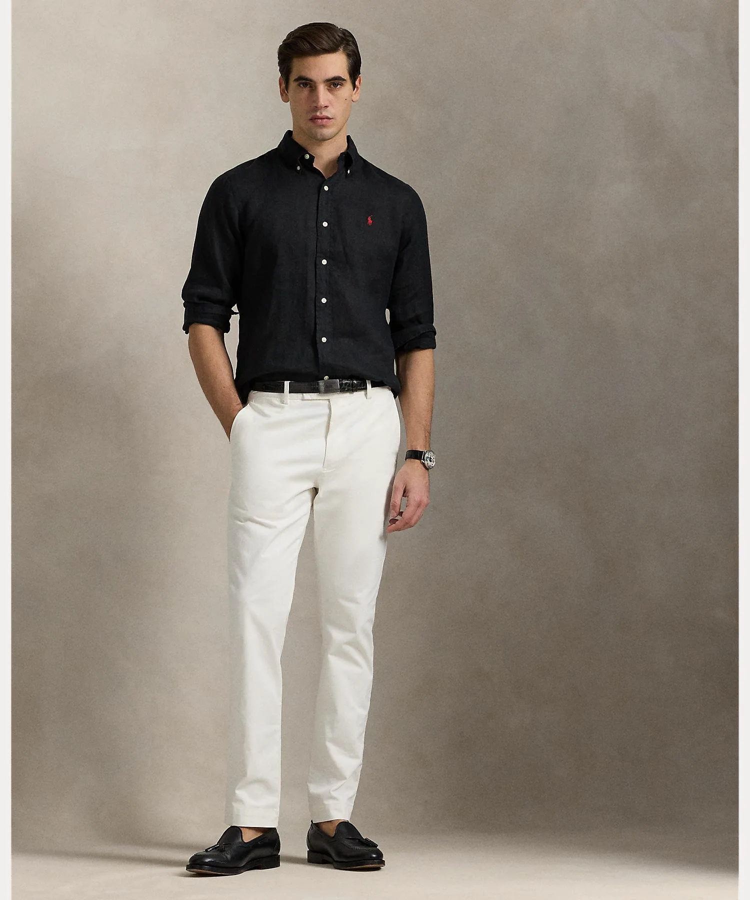 Классическая льняная рубашка Polo Ralph Lauren, 001 Black — фото 3