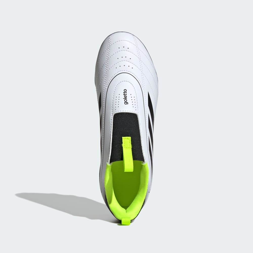 Бутсы Adidas Goletto IX Laceless Firm/Multi-Ground Soccer Cleats Kids, цвет Cloud White/Core Black/Lucid Lemon — фото 3