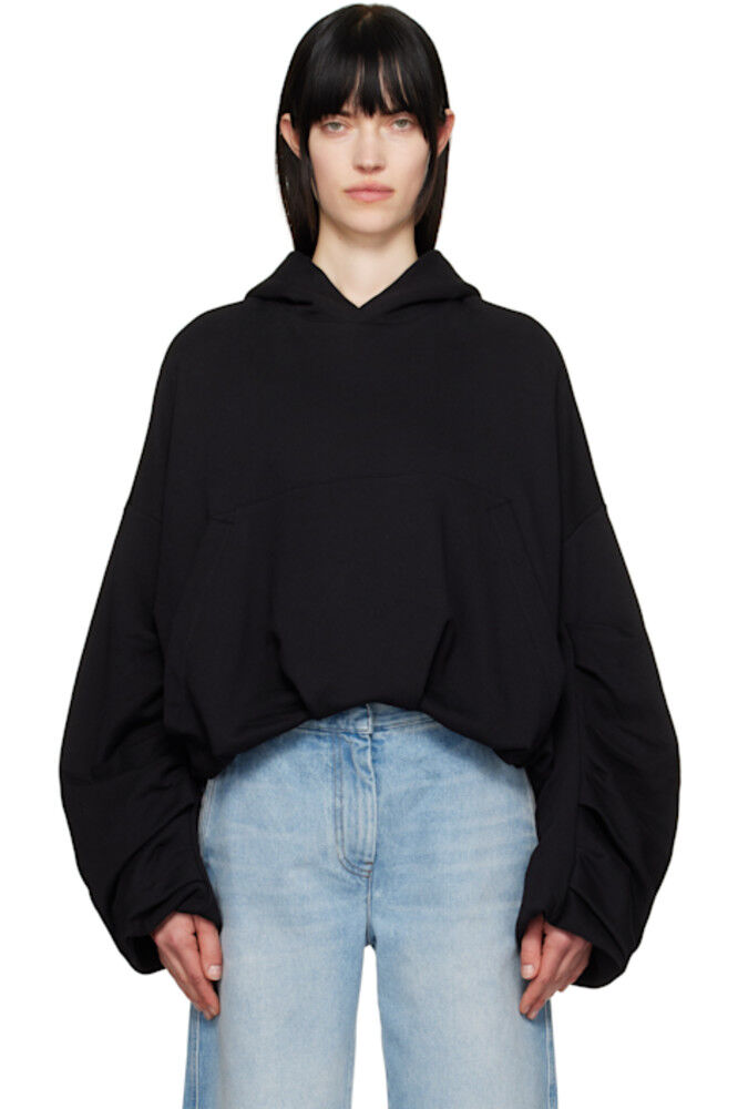 

Черная драпированная толстовка с капюшоном Dries Van Noten