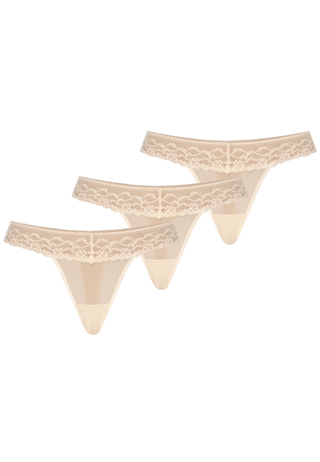 

Стринги Teyli 3 шт: Mesh Tanga mit floraler Spitze Leo, бежевый