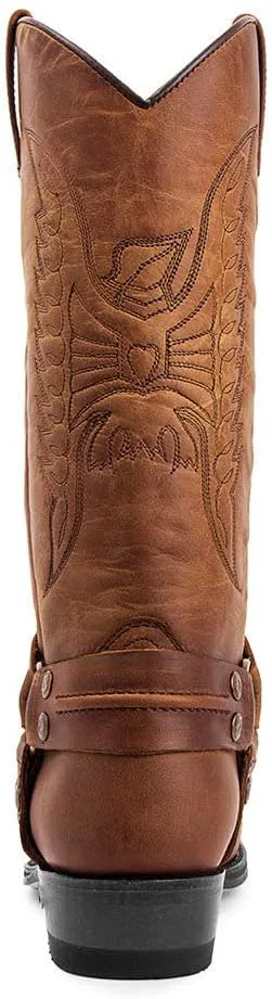 

Мужские винтажные ботинки с квадратным носком, массивным каблуком, страныные ботинки, рабочие ботинки, западные ковбойские ботинки, вышитые ботинки средней высоты CWHXLYNV, коричневый