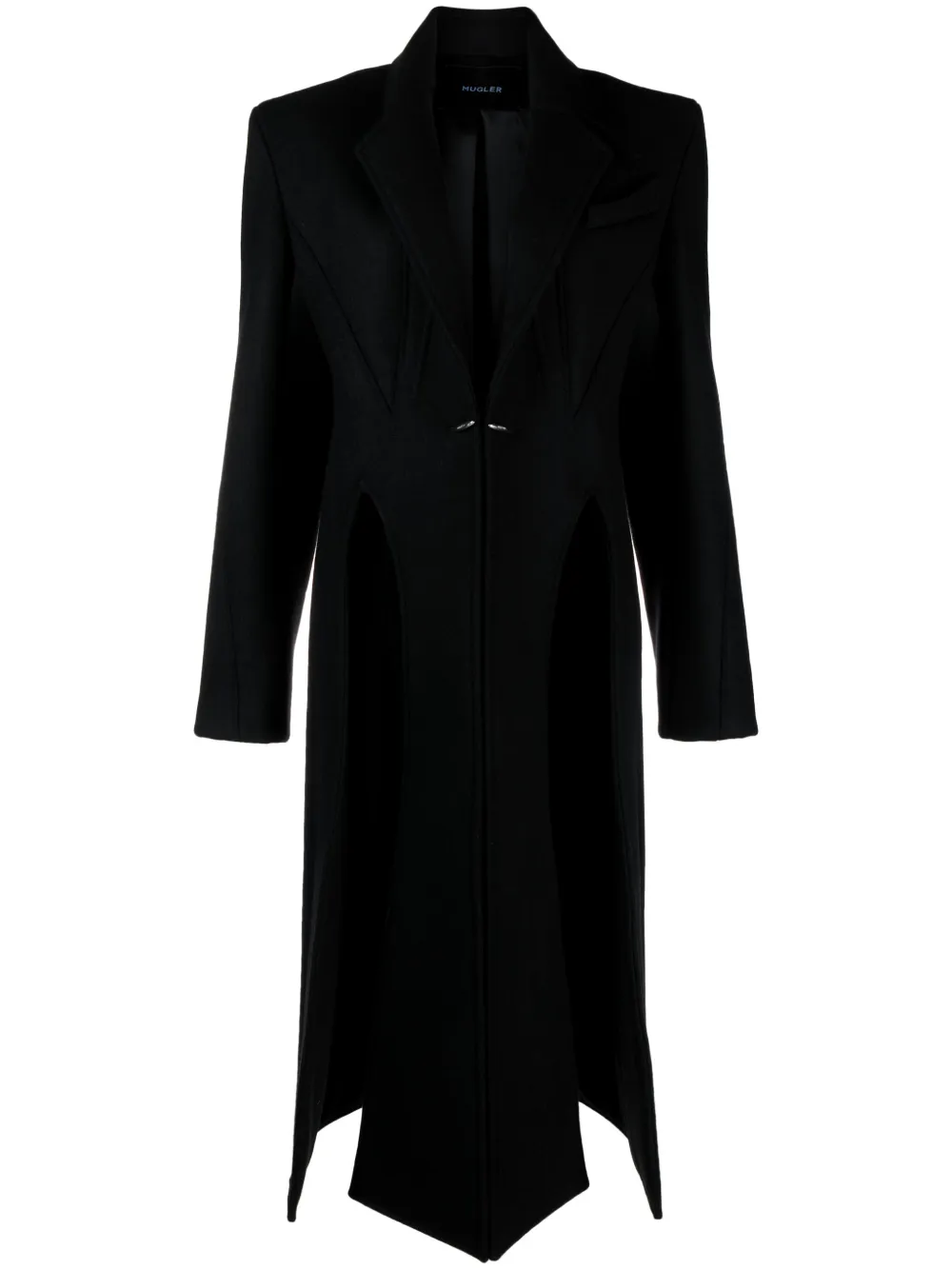 

Шерстяное однобортное пальто Mugler, черный