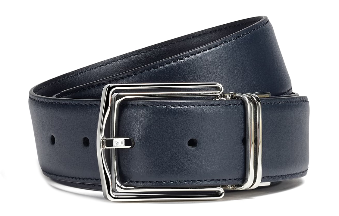 

Ermenegildo Zegna Ремень мужской из коровьей кожи Zegna, цвет marine blue/black, ширина 3,5 см