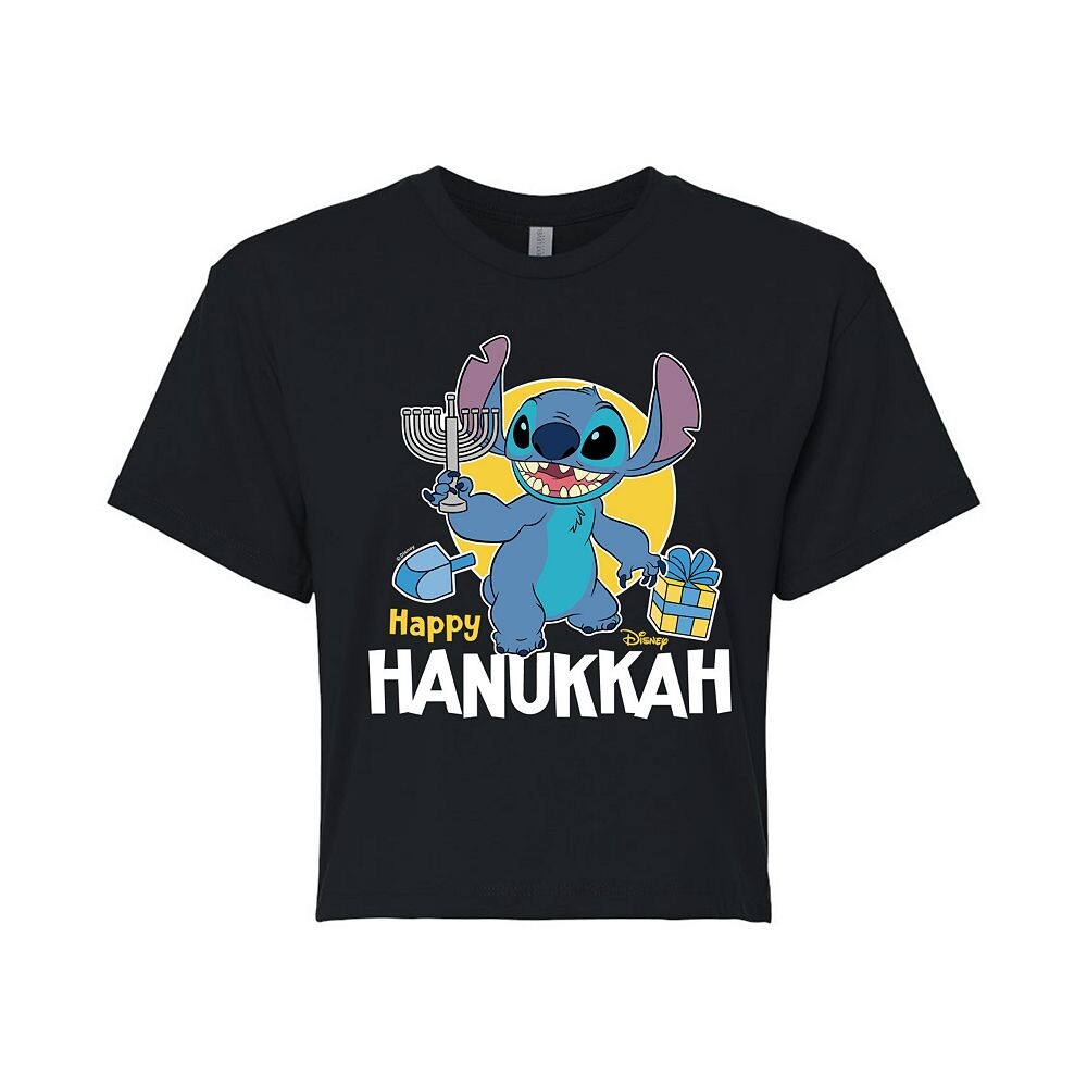 

Укороченная футболка Disney's Lilo & Stitch Junior's Happy Hanukkah Licensed Character, черный