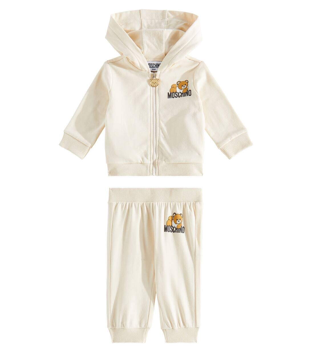 

Детский спортивный костюм из хлопка с принтом Moschino Kids, бежевый