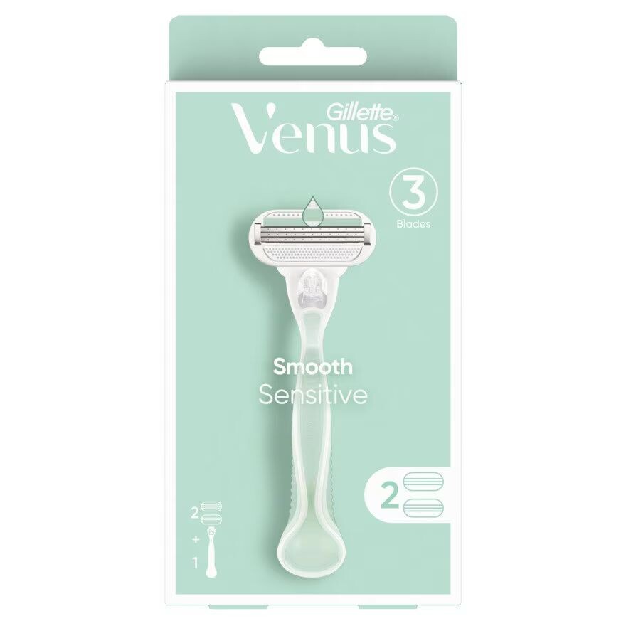 

Gillette Бритва Venus Smooth Sensitive 1'S + лезвия 2'S มีดโกน กำจัดขน, Blue