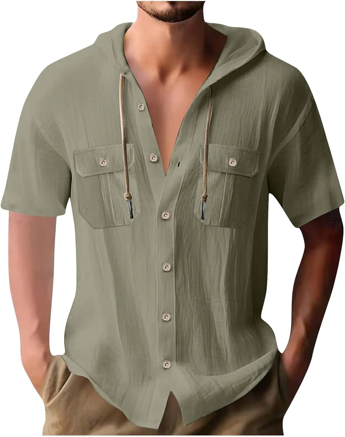 

Мужская толстовка с капюшоном на пуговицах