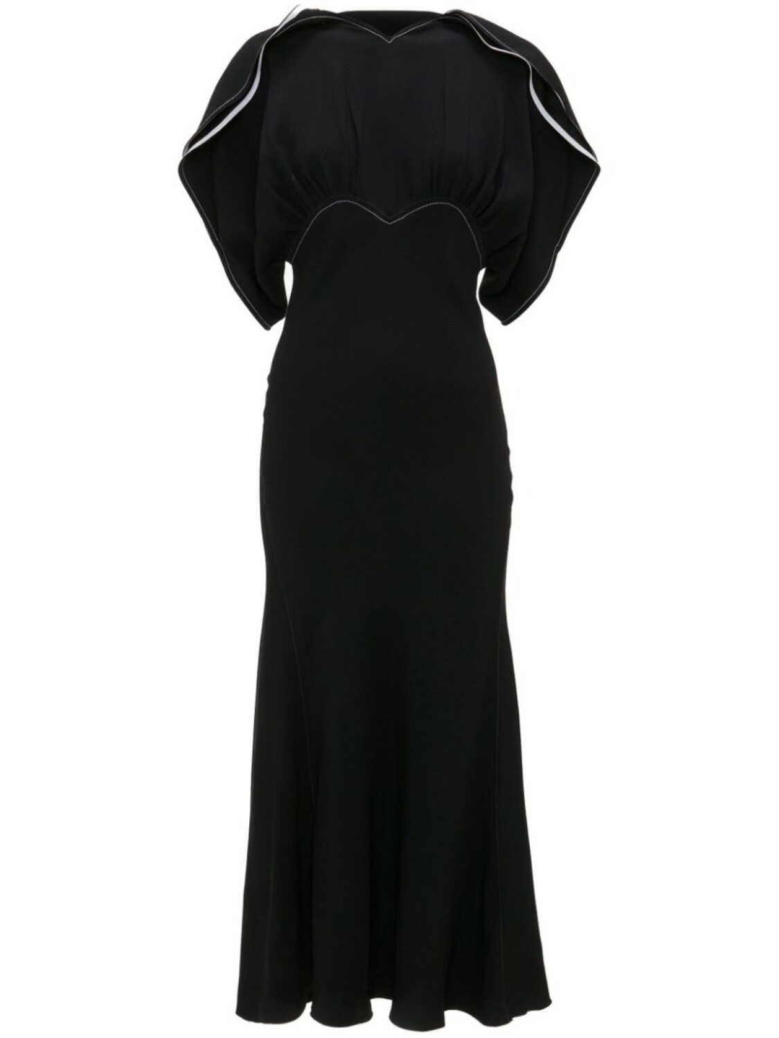 

Victoria Beckham draped-sleeve flared midi dress, черный