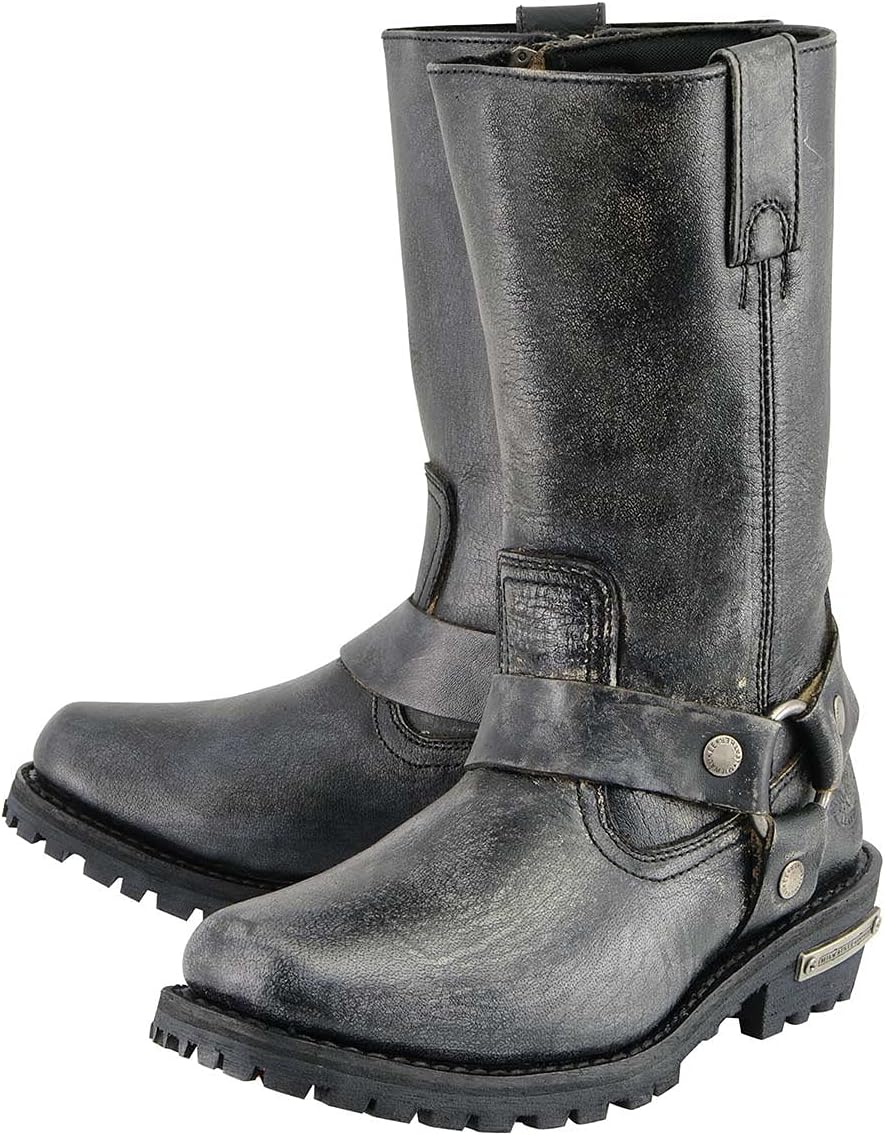 Мужские мотоциклетные ботинки Milwaukee Leather, потертая коричневая кожа, широкая колодка, квадратный носок 11 дюймов MBM9005W, серый — фото 4