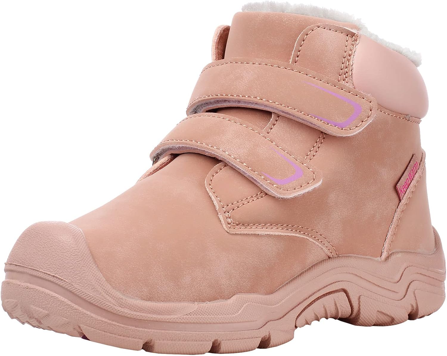 

Детские зимние ботинки для девочек и мальчиков, с утеплителем из меха, теплые, на щиколотку, с нескользящей подошвой для улицы, походов и треккинга Zpllsbratos, Pink