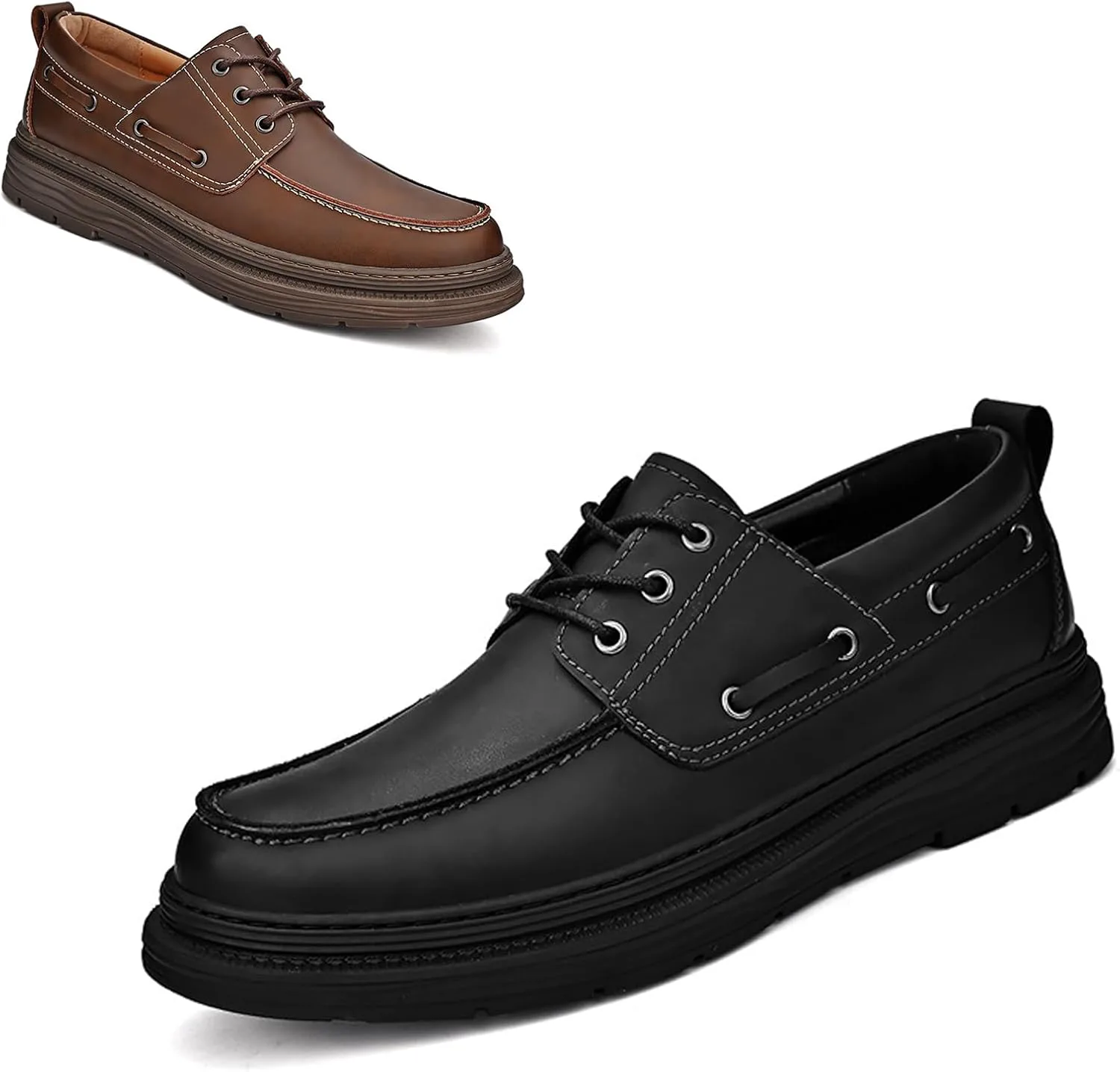 

Мужские лоферы на шнуровке из натуральной кожи, удобные повседневные туфли с круглым носком на платформе, ручная прошивка, стильные классические рабочие обувь DifaBack, черный