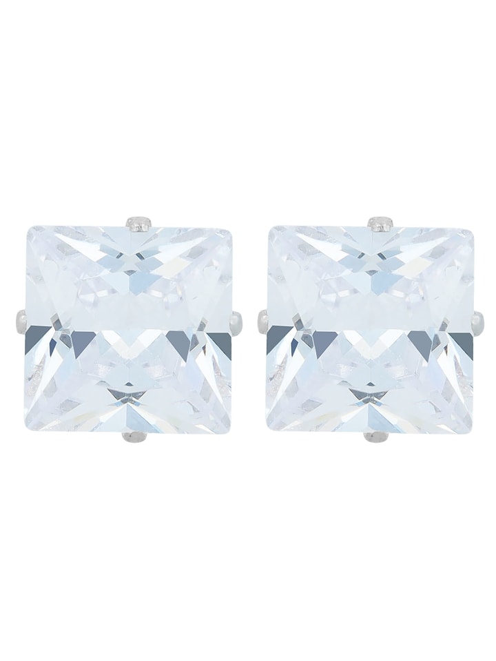 

Adeliás Женские серьги - серьги-гвоздики из нержавеющей стали с кубическим цирконием в серебряной оправе