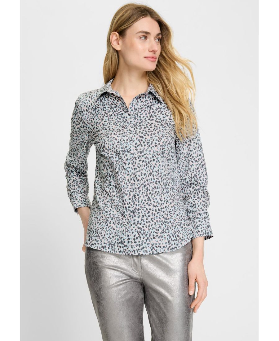 

Женская минималистичная рубашка с леопардовым принтом Olsen, Satin blue