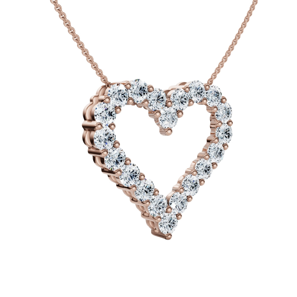 

Ожерелье с подвеской в ​​форме сердца из 14-каратного золота с бриллиантом 1 карат, высотой 3/4 дюйма Pompeii2, 14K Rose Gold