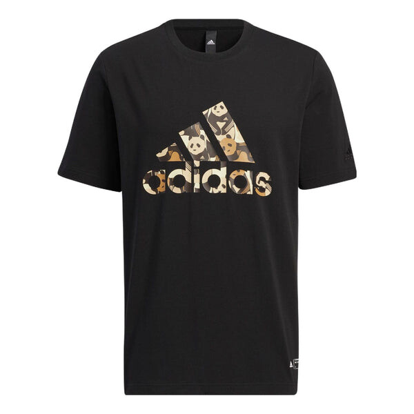 

Футболка adidas Solid Color Logo Athleisure Casual Sports Short Sleeve Unisex Black, мультиколор