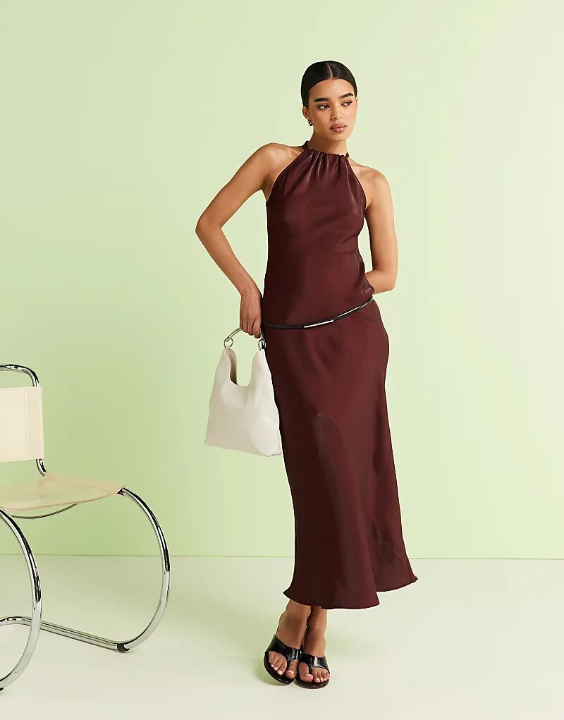 

Платье макси River Island с вырезом халтер бронзового цвета