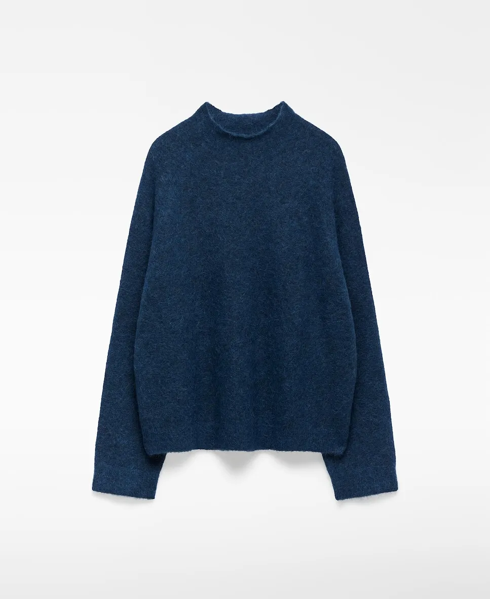 

Женский вязаный джемпер с воротником-стойкой Adolfo Dominguez, синий