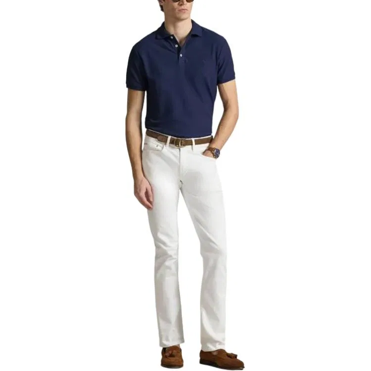Поло Polo Ralph Lauren Custom Slim Fit мужское морской синий — фото 4