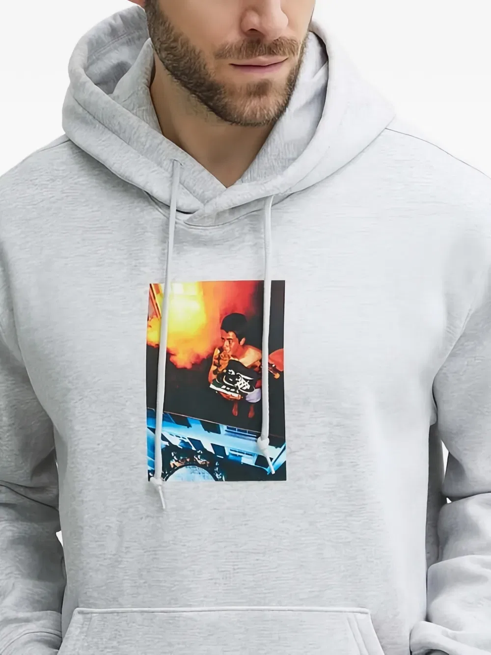 Толстовка с капюшоном и графическим принтом Adidas, серый — фото 4