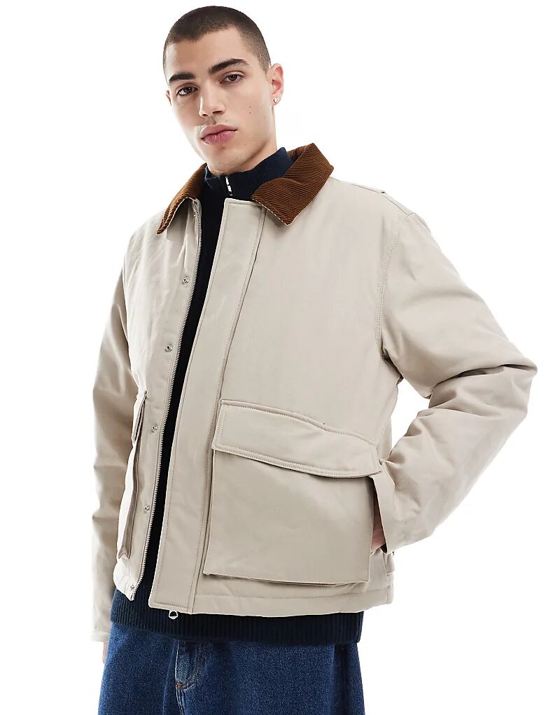 

Хлопковая плотницкая куртка бежевого цвета с карманами Jack & Jones